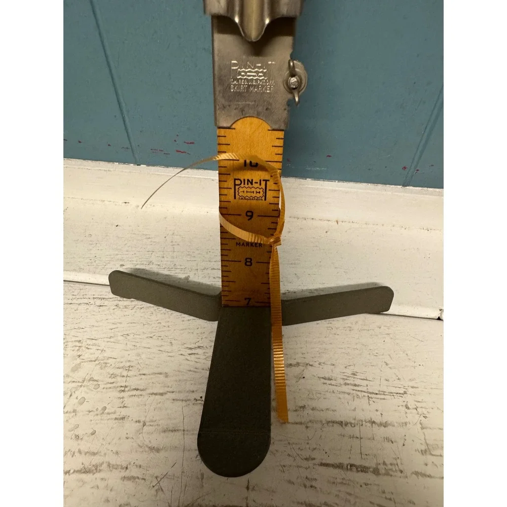 Vintage Pin-It Skirt Marker Orco Adjustable‎ Wooden Hem Ruler Metal Base Sewing